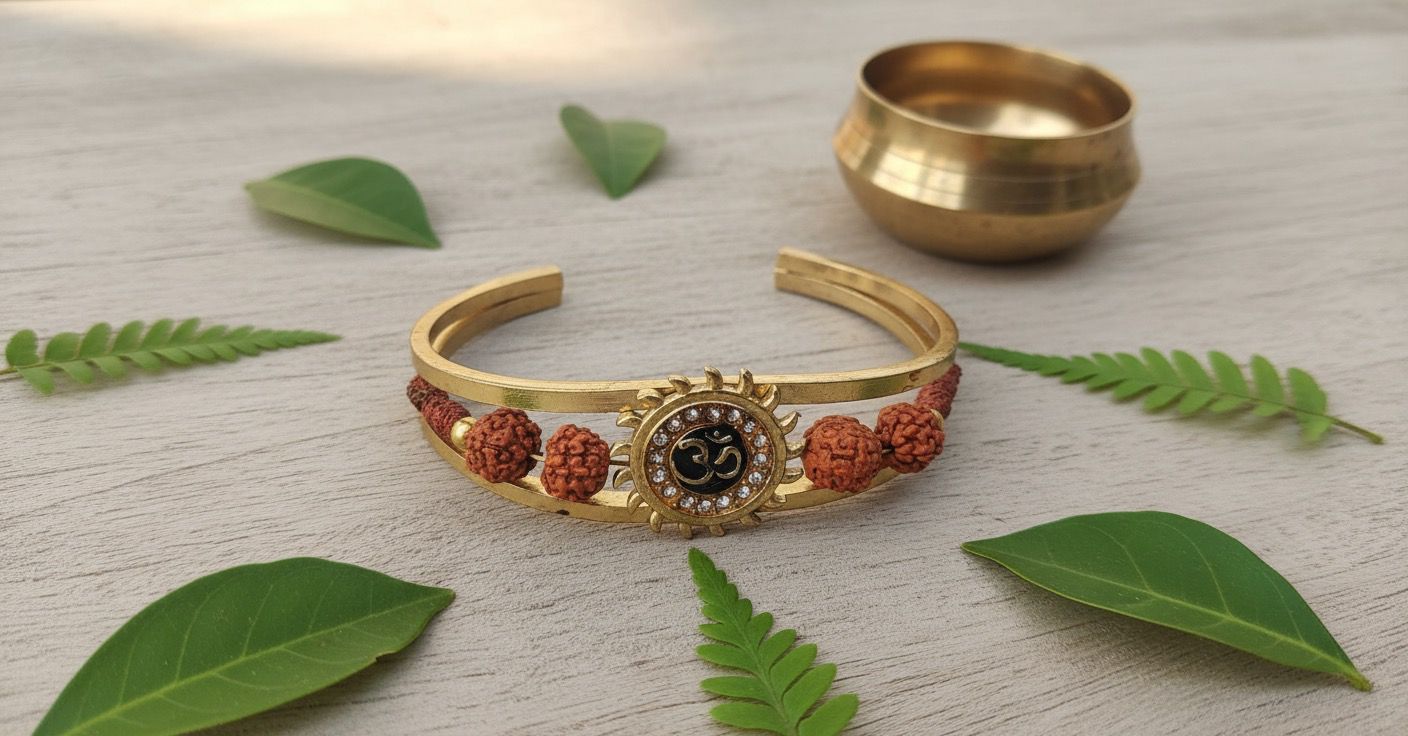 Gold plated rudraksha bracelet